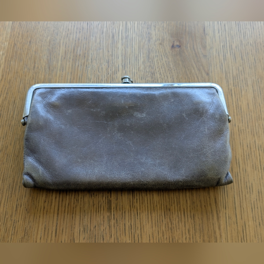 HOBO Gray Leather Frame Clasp Wallet